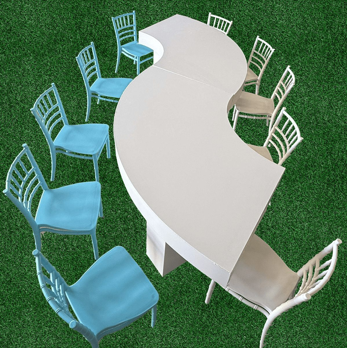 Kids Half Moon Lux Acrylic Table Set - 4 Piece Modular Design