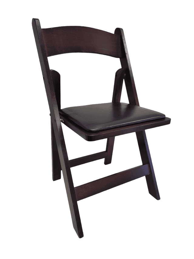 Wood Folding Chair Mahogany Padded Seat