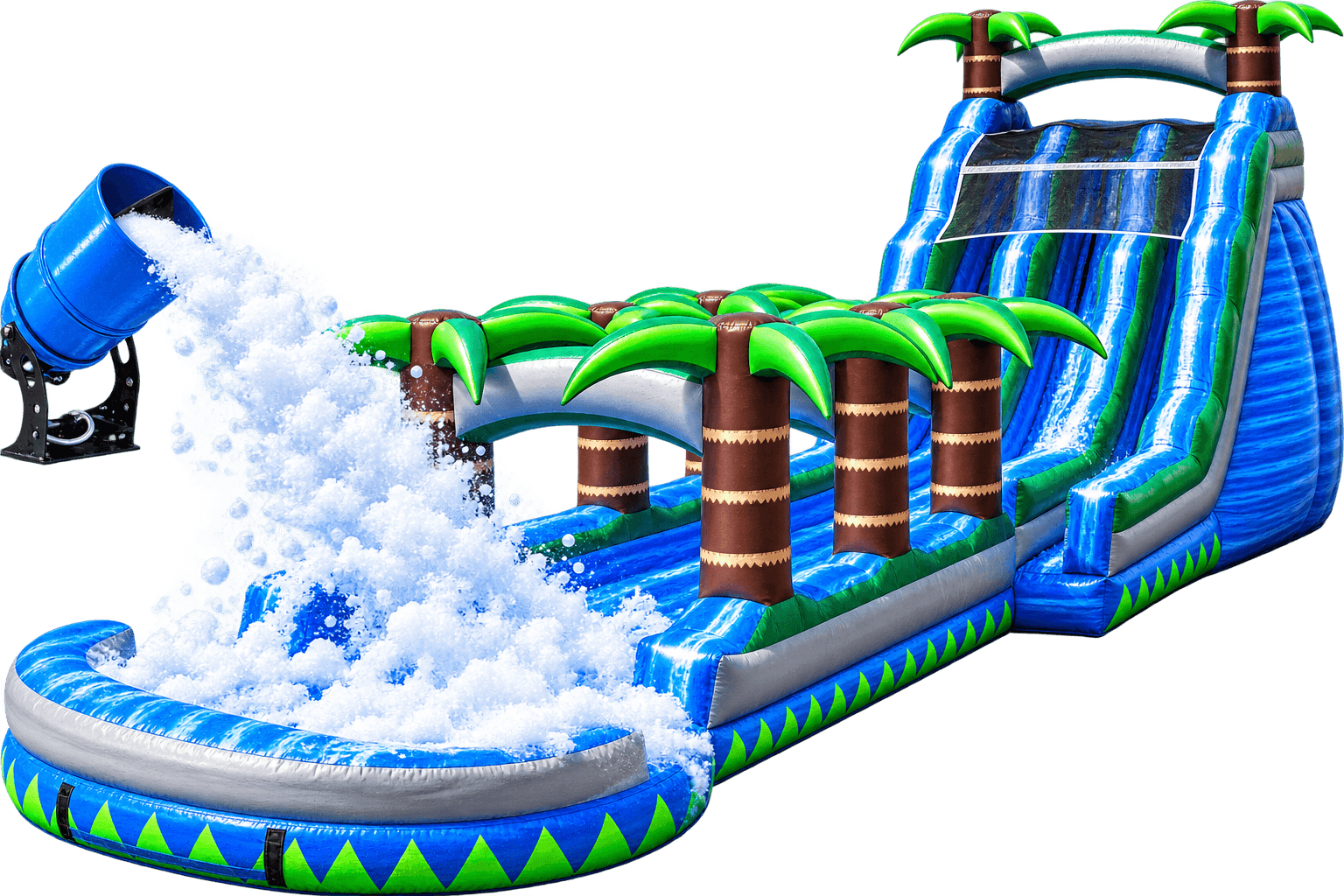 Tropical Dual Slide with Pool & Foam Machine (20')