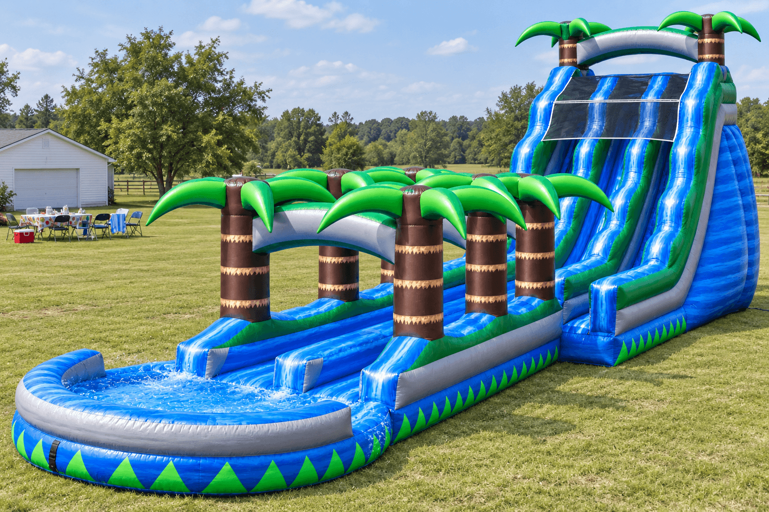 Tropical Back-Entry Dual Slip Slide with Pool (20')