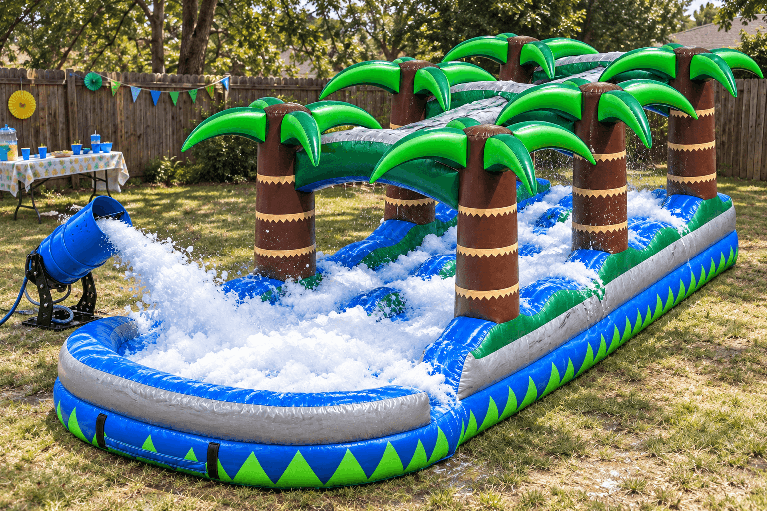 Tropical Dual Slip-N-Slide with Foam Machine