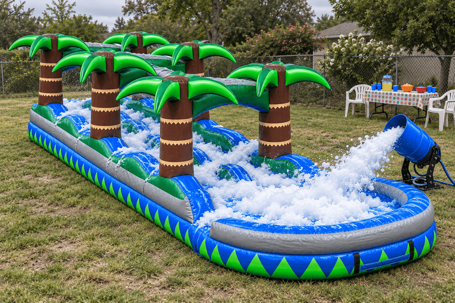 Tropical Dual Slip-N-Slide with Foam Machine