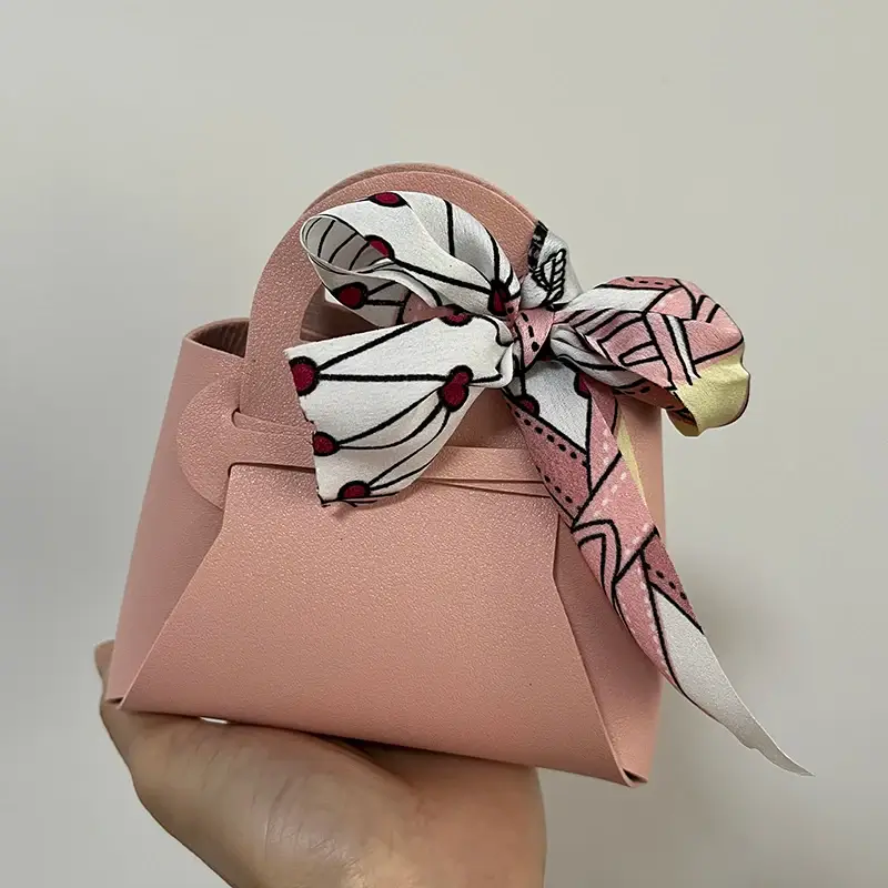 Bow Ribbon Leather Mini Handbag Gift Bags Candy Pa