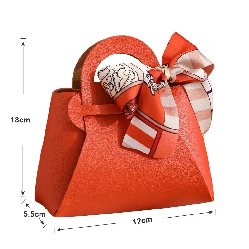 Bow Ribbon Leather Mini Handbag Gift Bags Candy Pa