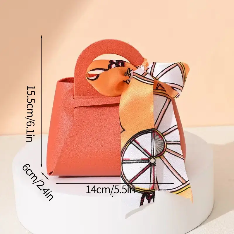 1PCS Leather Gift Bags Bow Ribbon Packaging Bag We