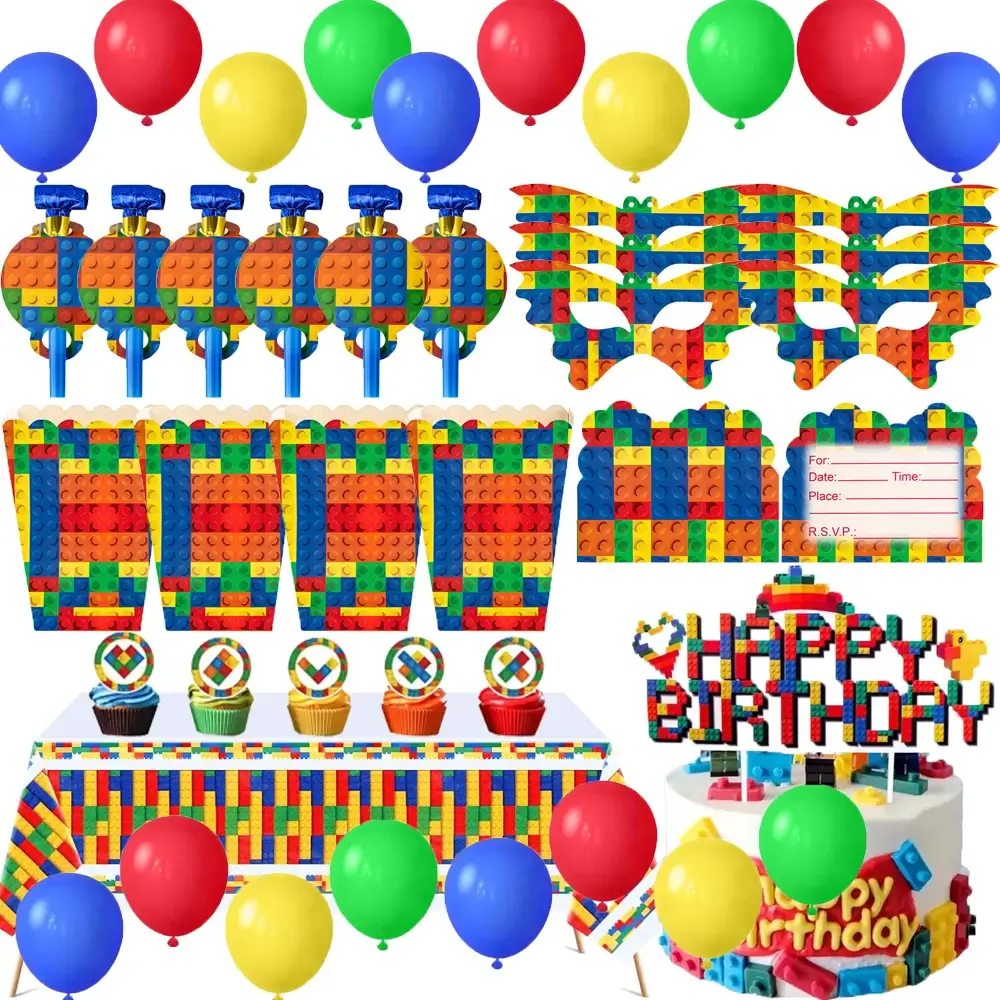 Building Blocks Colorful Party Decorations Tablewa