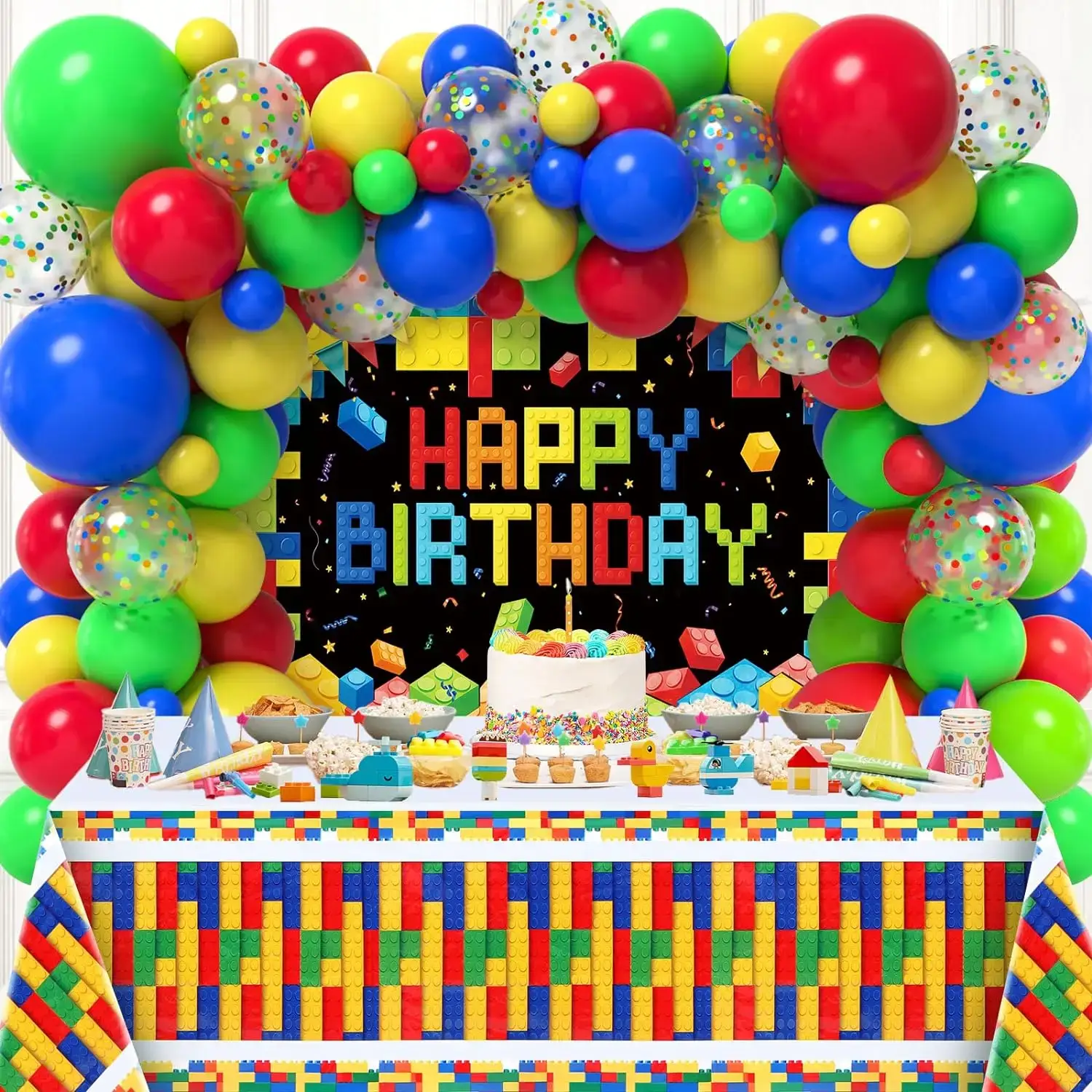 Building Blocks Colorful Party Decorations Tablewa