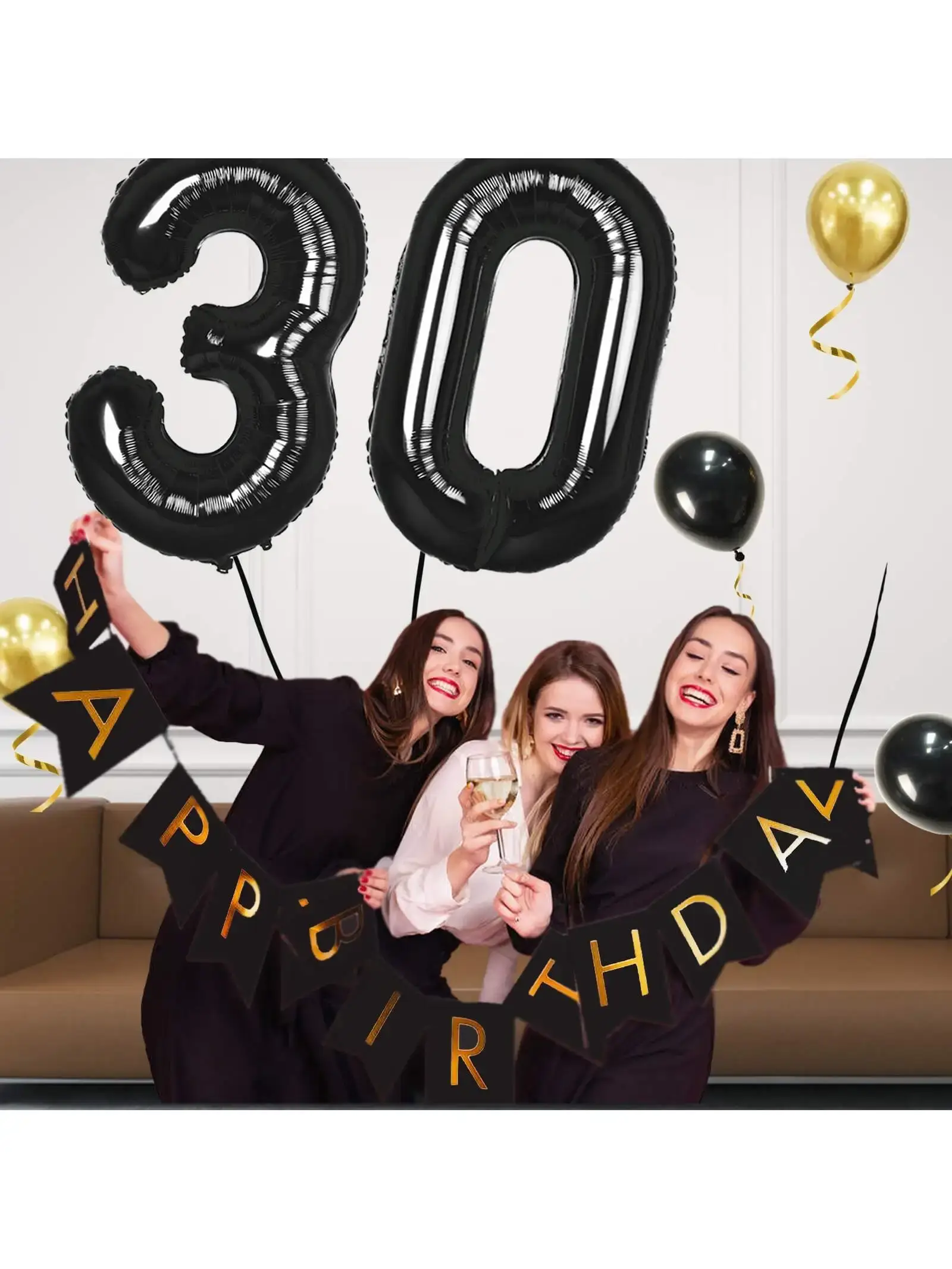 40 inch Black Number Balloons-Large Helium Foil Bi