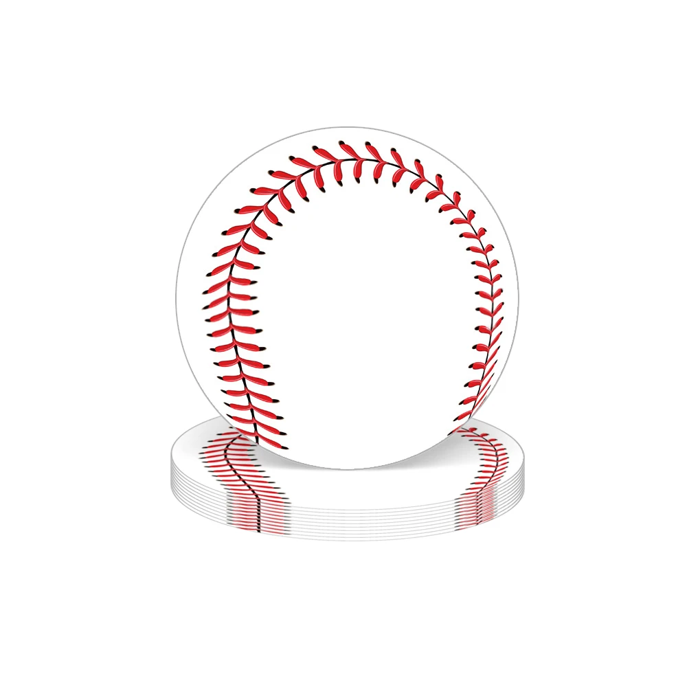 10 Pcs Baseball Plates  Round Baseball Themed Pape
