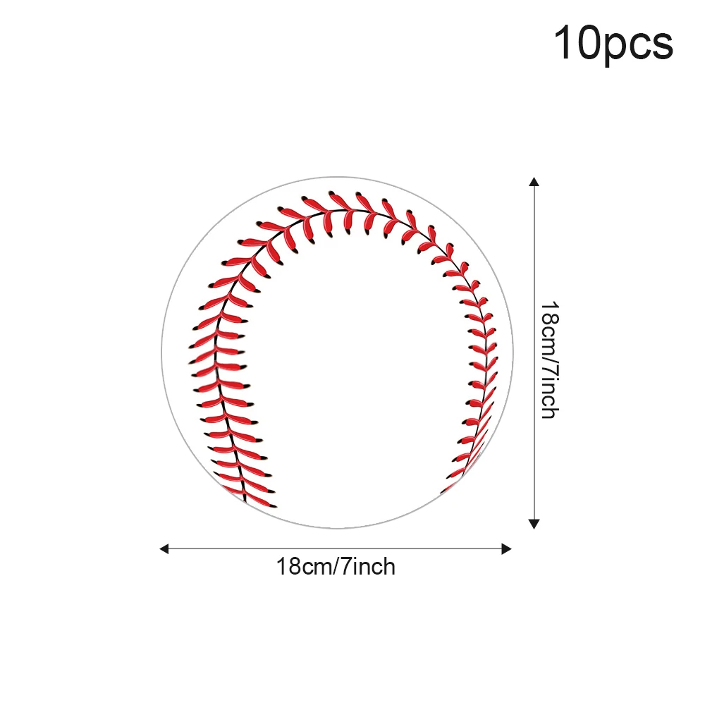 10 Pcs Baseball Plates  Round Baseball Themed Pape