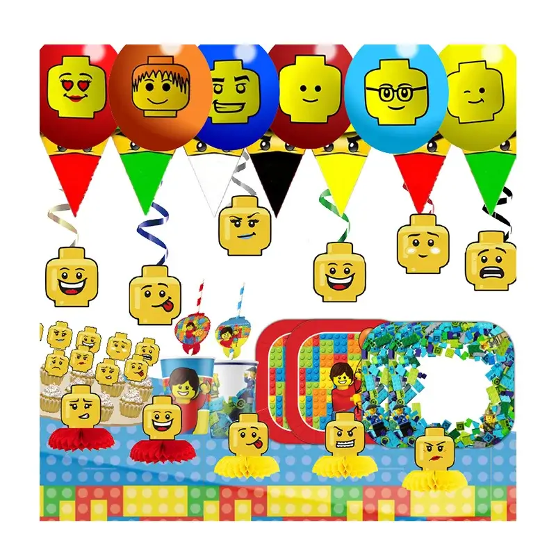Building Blocks  Happy Birthday Banner Party Decor