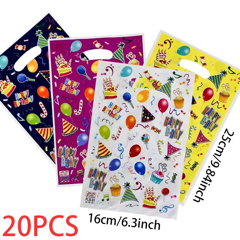 20Pcs Colorful Plastic Happy Birthday Gift Packagi