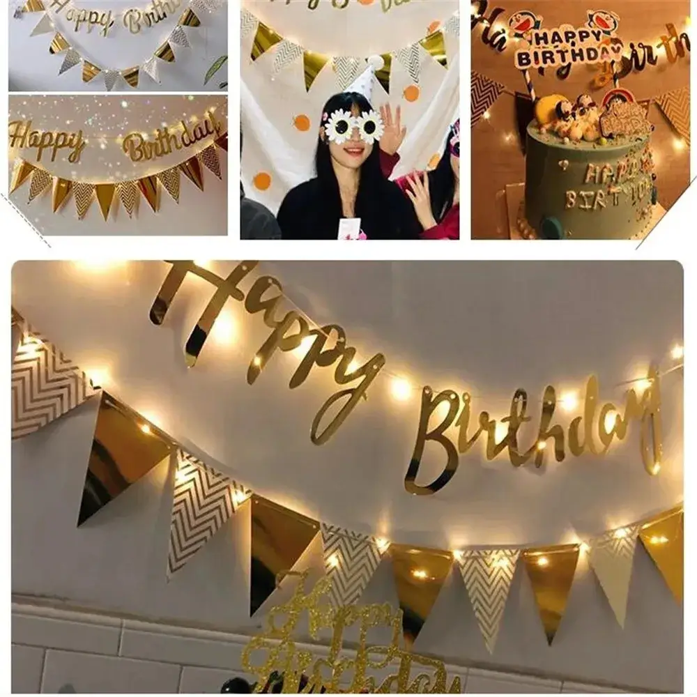 Multi Themes DIY Colored Lights Happy Birthday Ban