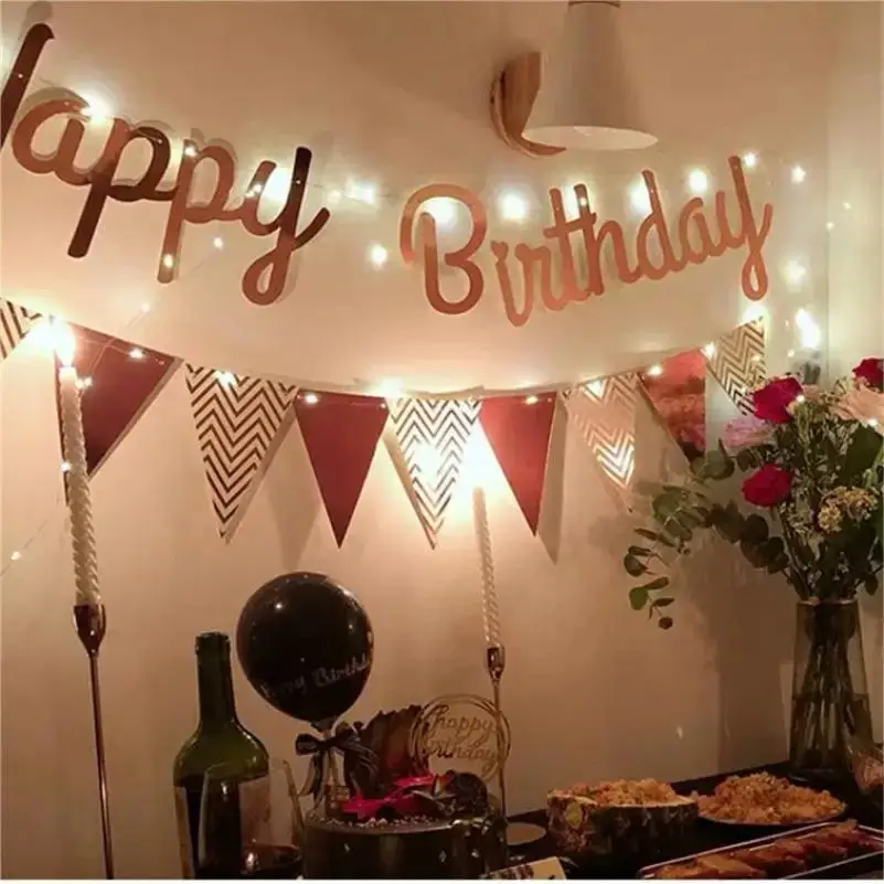 Multi Themes DIY Colored Lights Happy Birthday Ban