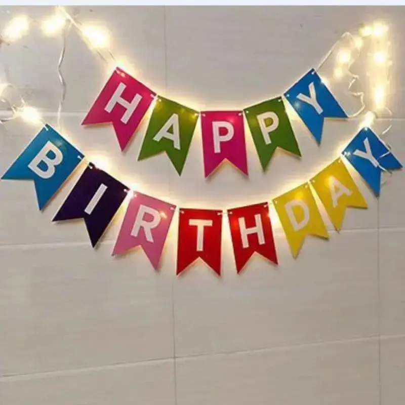 Multi Themes DIY Colored Lights Happy Birthday Ban