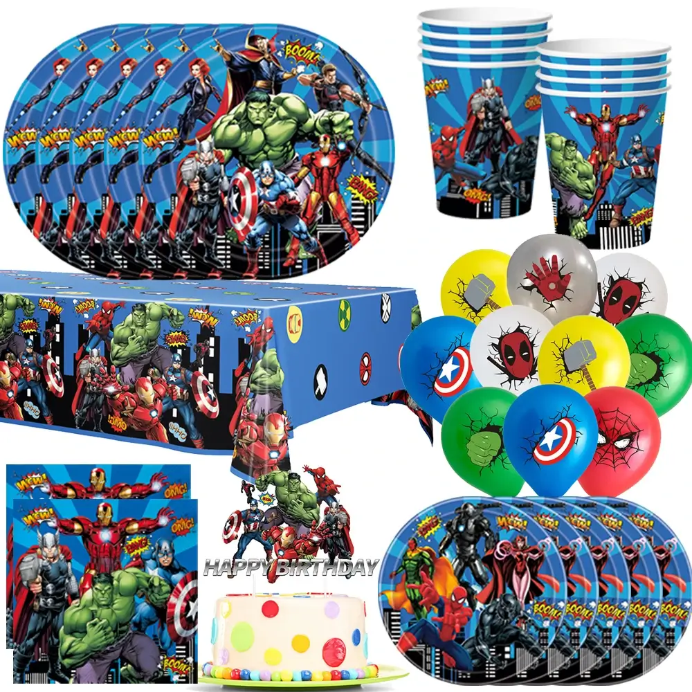 TThe Hero Squad Tablecloth Decorations Superhero T