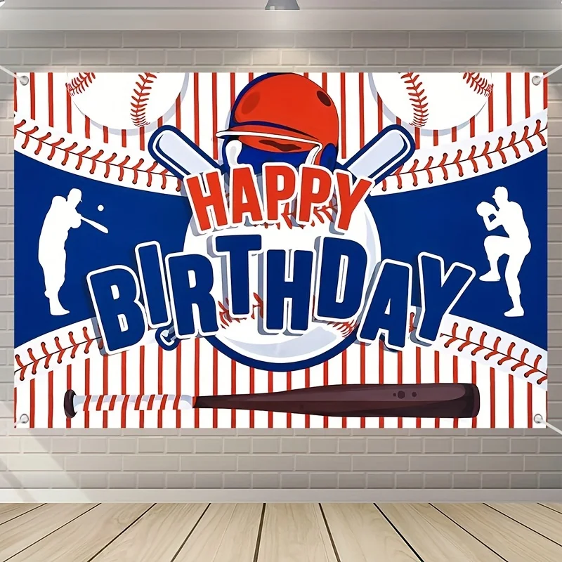 Baseball Happy Birthday Polyester Backdrop - Sport