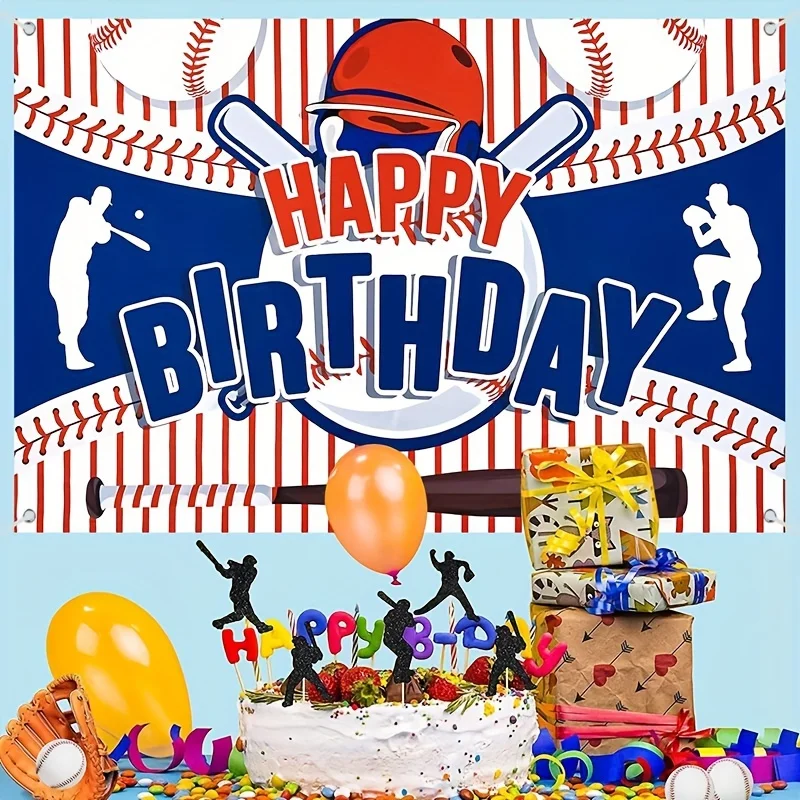 Baseball Happy Birthday Polyester Backdrop - Sport