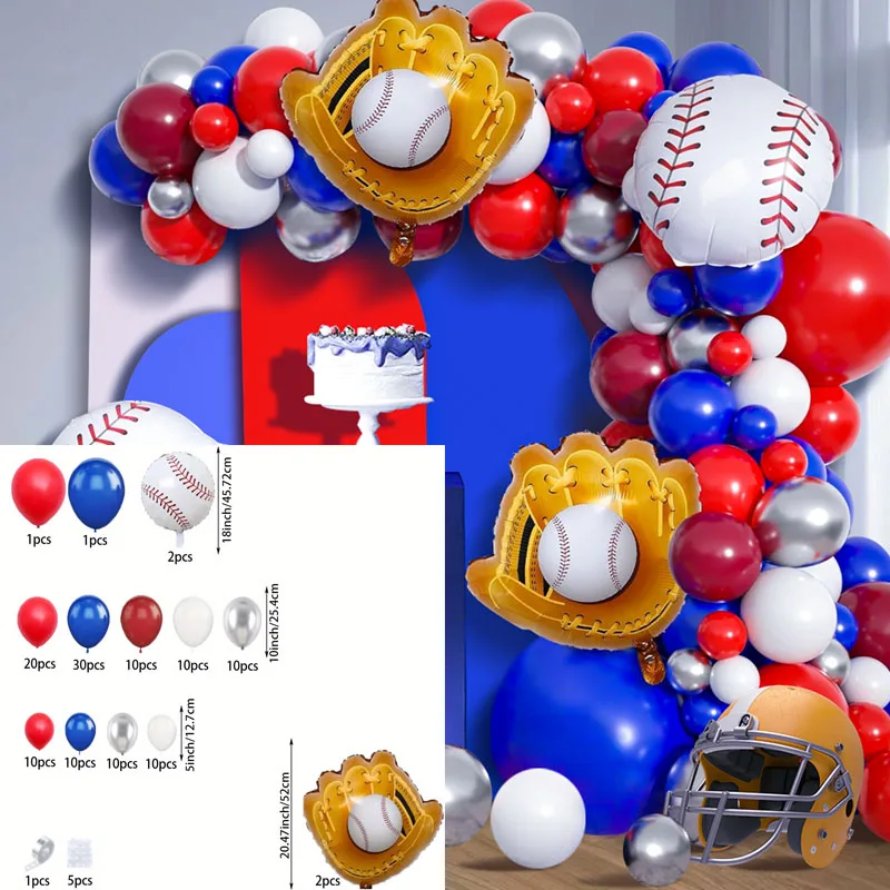 132PCS Baseball-themed Balloon Garland Arch Kit Bi