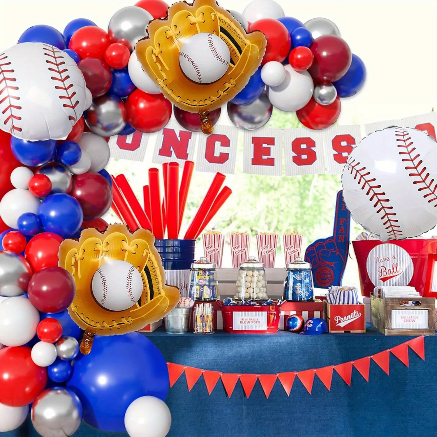 132PCS Baseball-themed Balloon Garland Arch Kit Bi