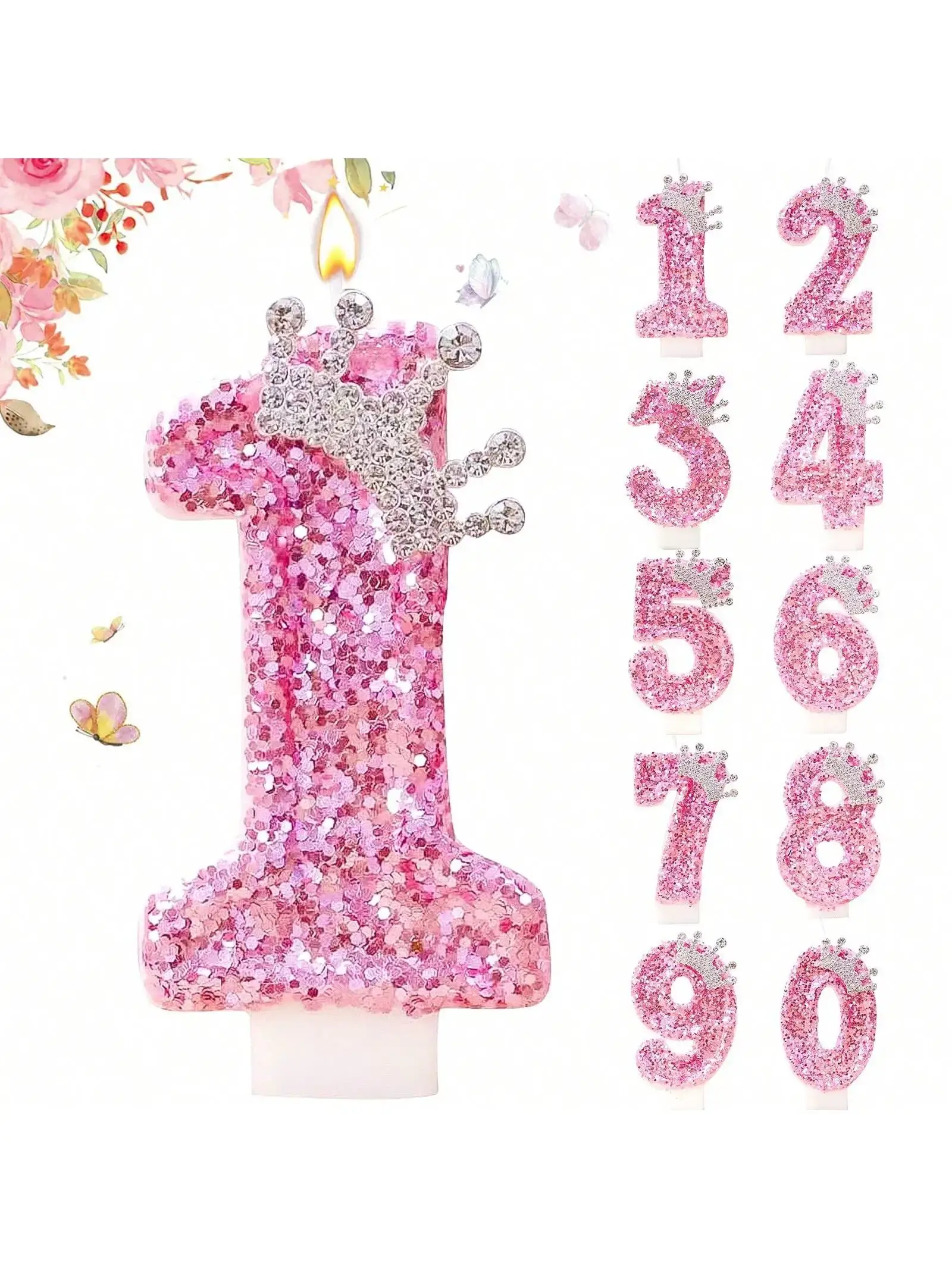 Cake Numeral Candles ，Birthday Candle  pink Colour