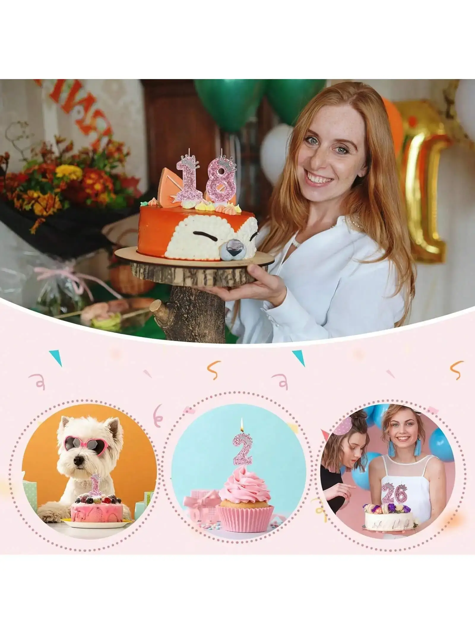 Cake Numeral Candles ，Birthday Candle  pink Colour