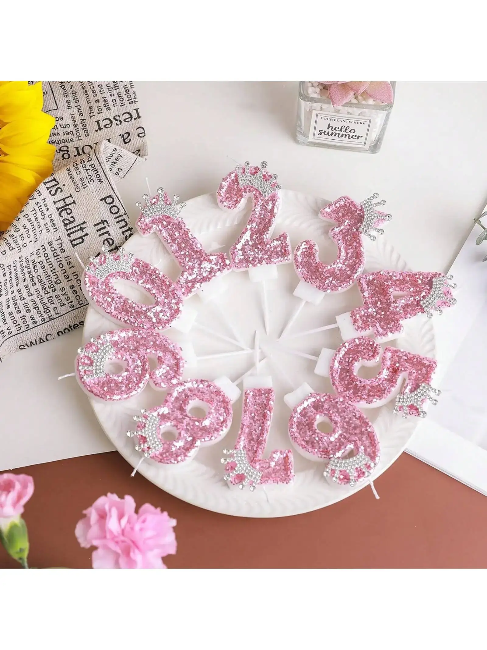 Cake Numeral Candles ，Birthday Candle  pink Colour