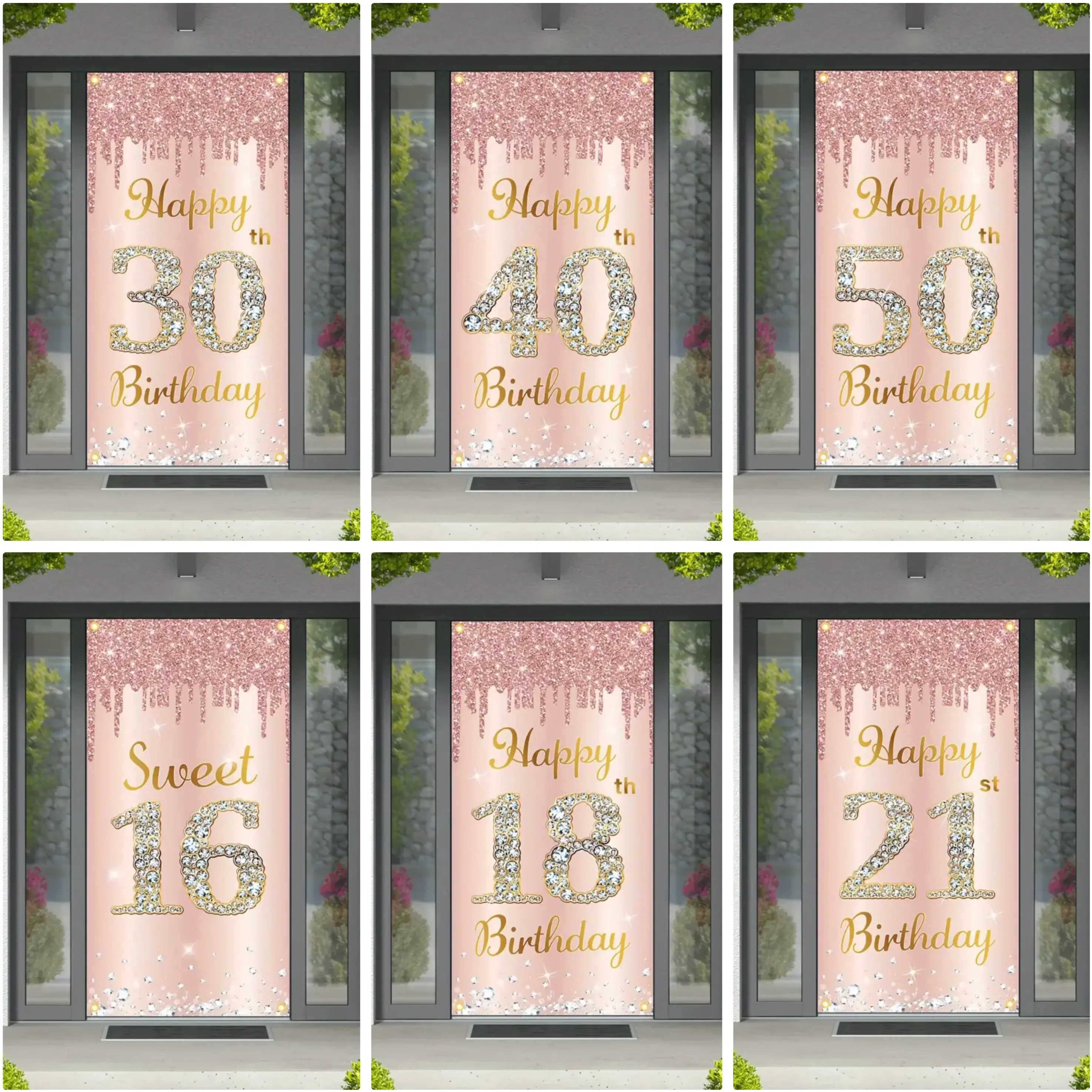 Happy Birthday Theme Party Decor Door Cover 18th 2
