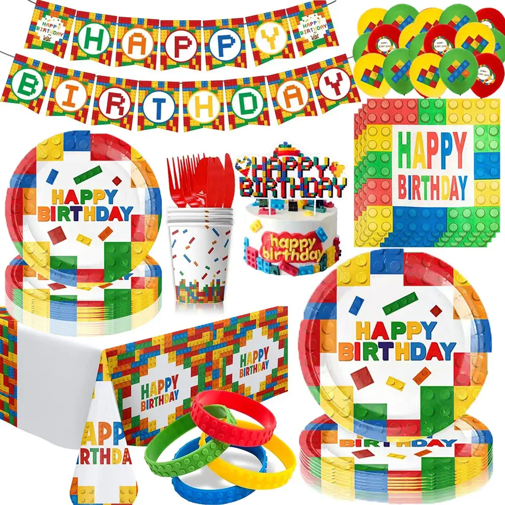 Building Block Birthday Party Decorations Colorful