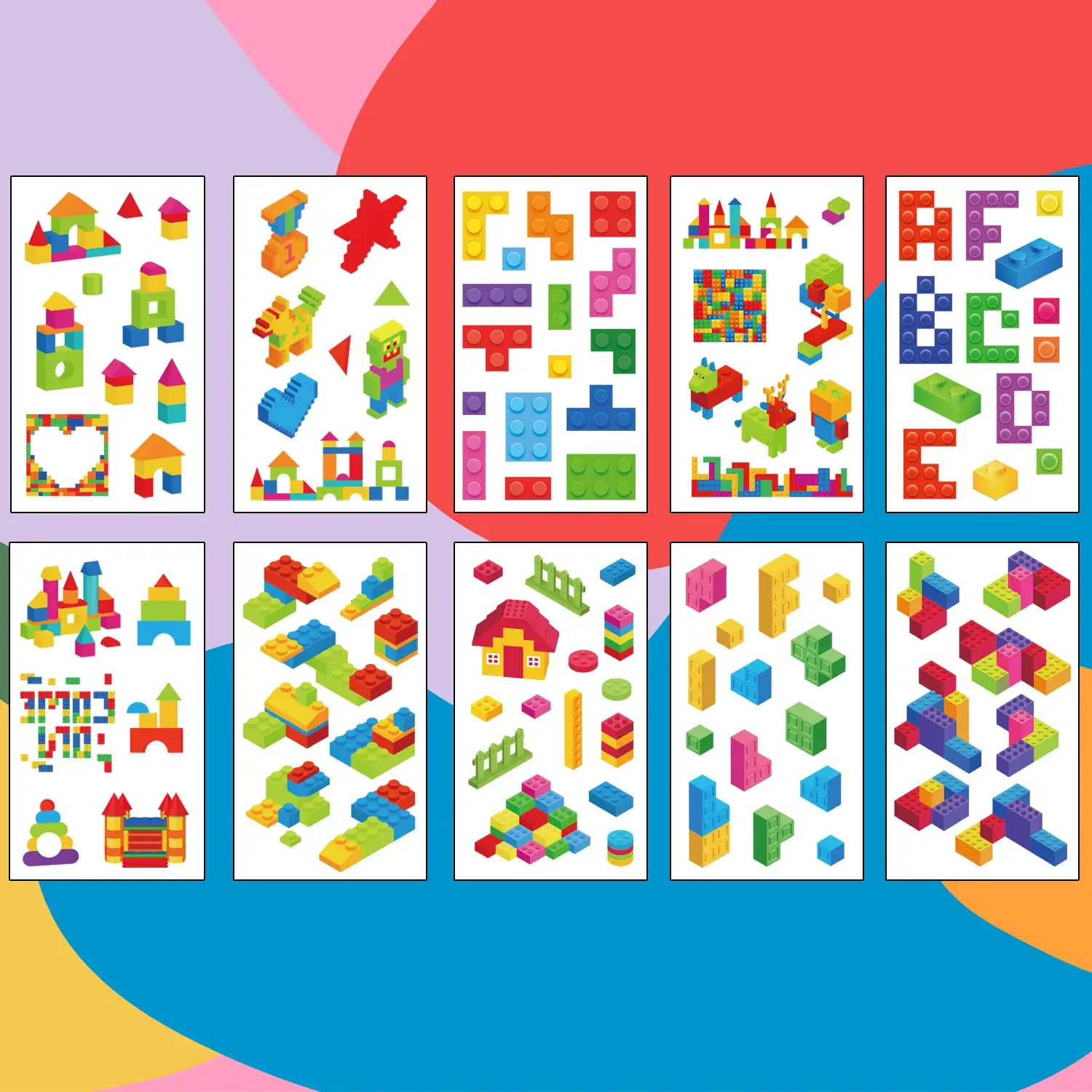 Building Block Temporary Tattoo Birthday Party Sup