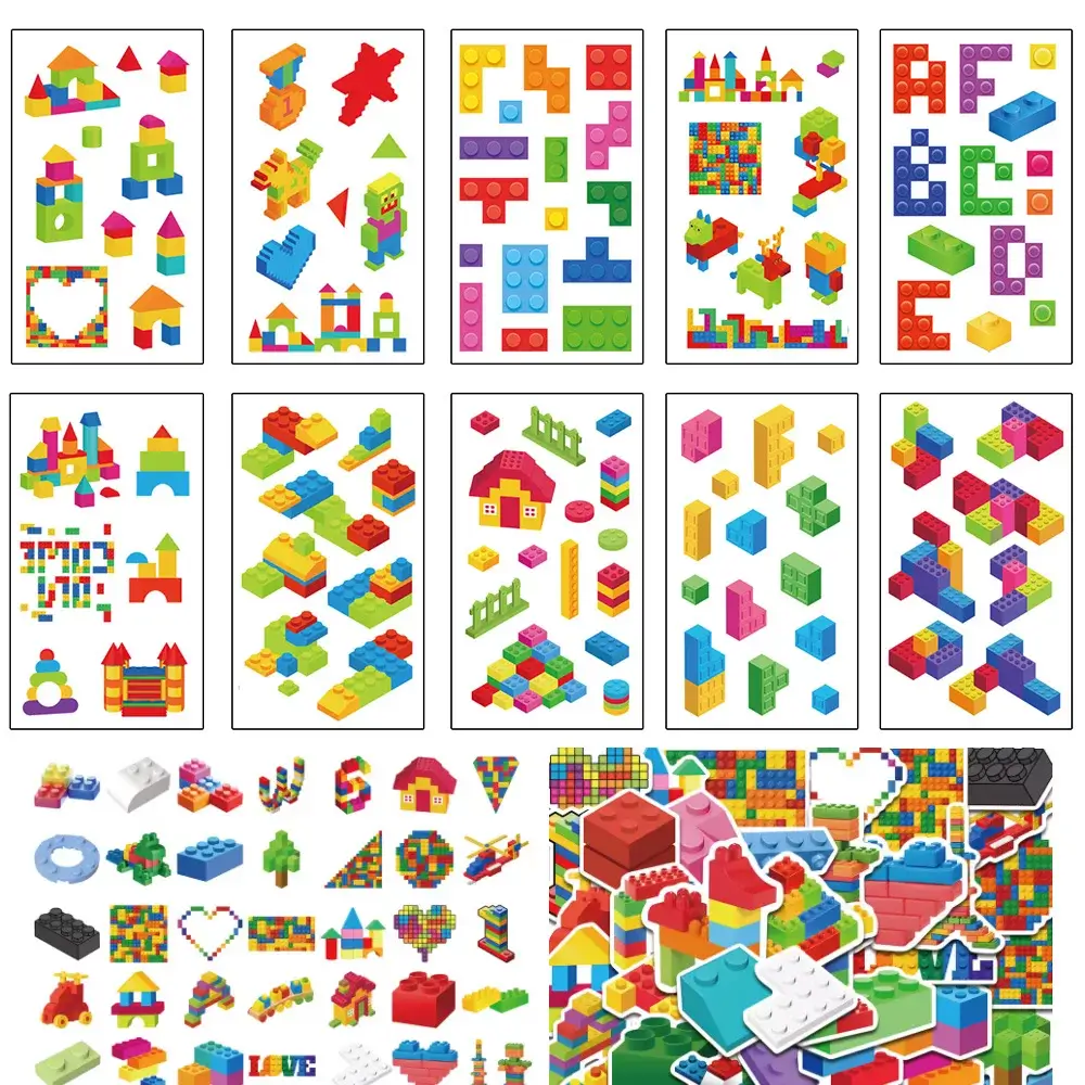 Building Block Temporary Tattoo Birthday Party Sup