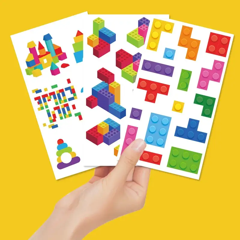 Building Block Temporary Tattoo Birthday Party Sup