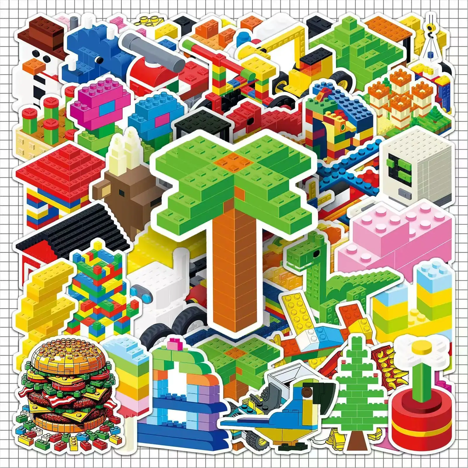 Building Block Temporary Tattoo Birthday Party Sup