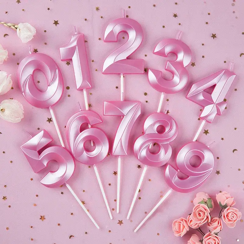 1pc 0-9 Number Birthday Candles Pink Blue Extended