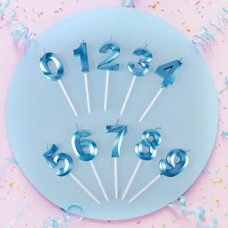 1pc 0-9 Number Birthday Candles Pink Blue Extended