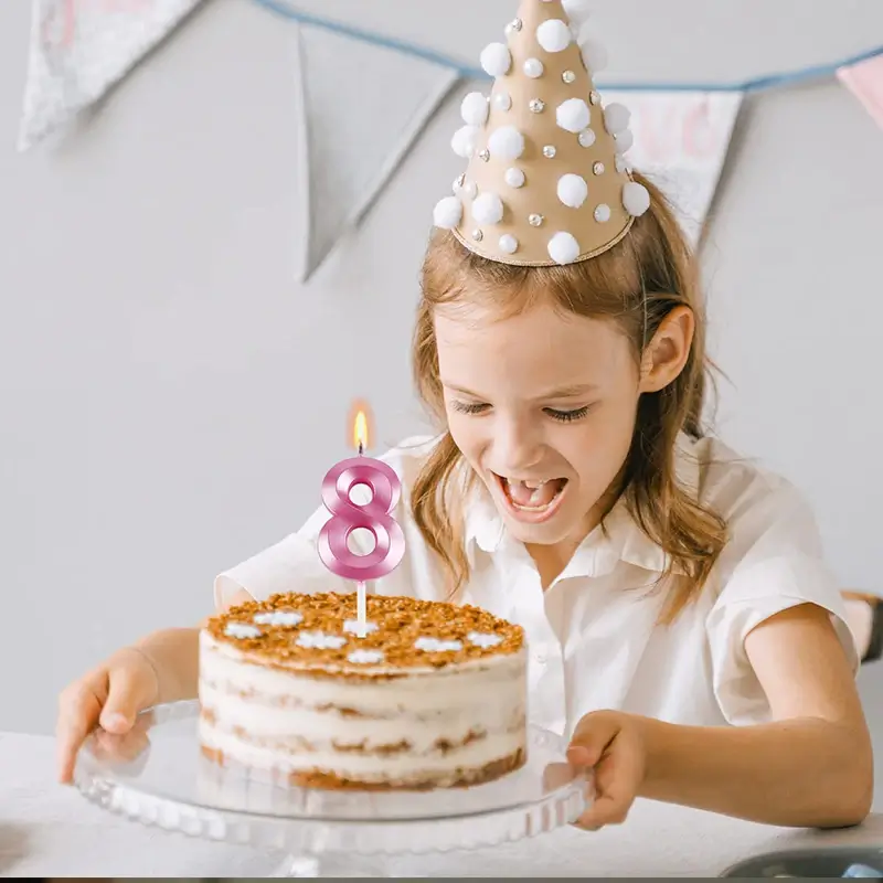 1pc 0-9 Number Birthday Candles Pink Blue Extended