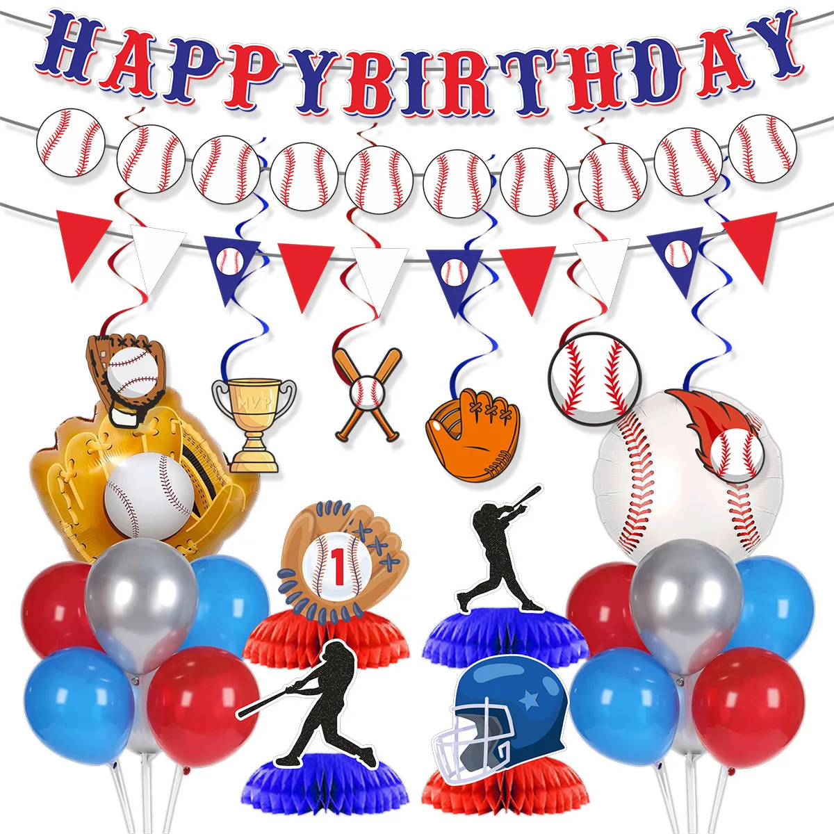 Baseball Themed Birthday Party Decorations Set Let