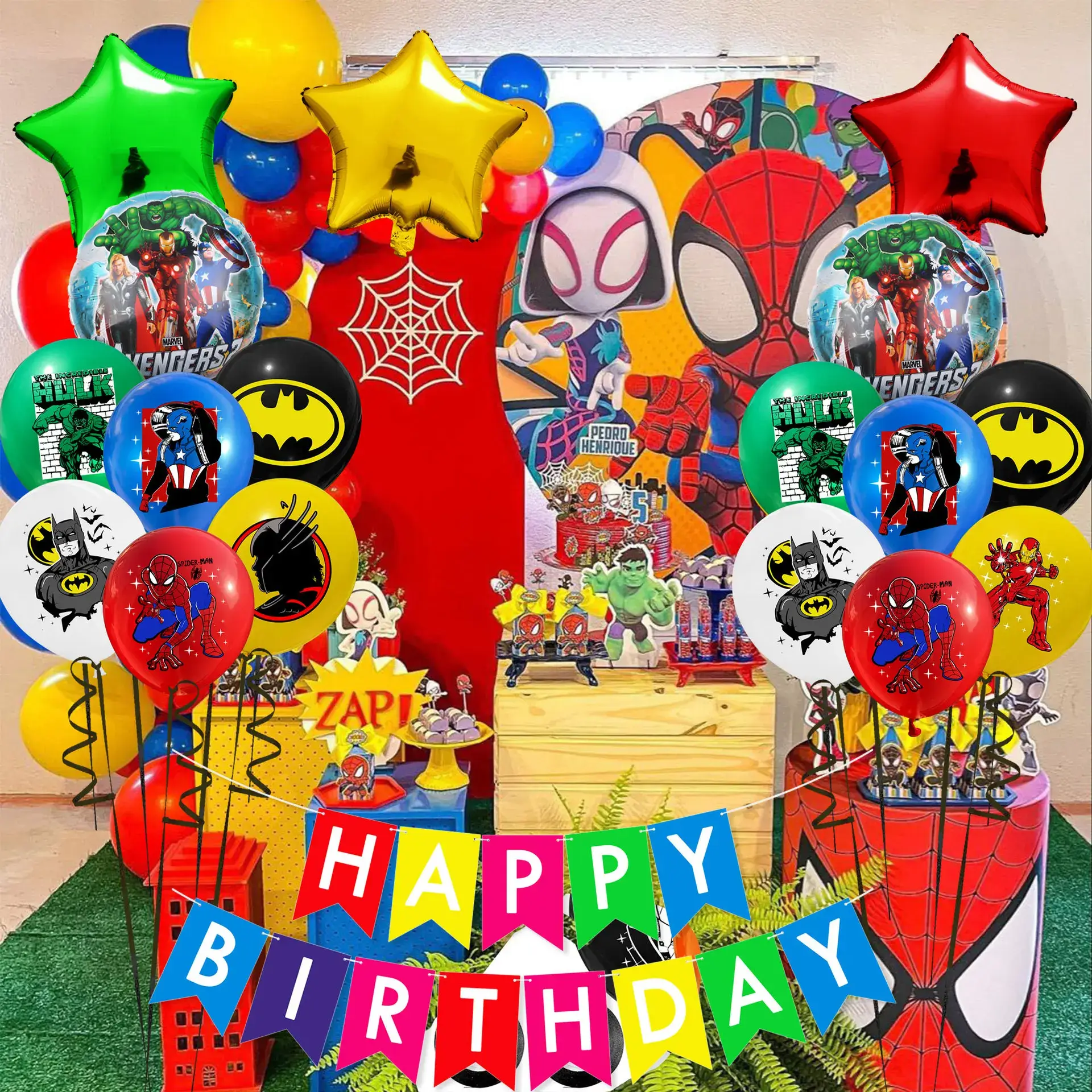 18pc 12inch Superhero Theme Party Balloons The Her