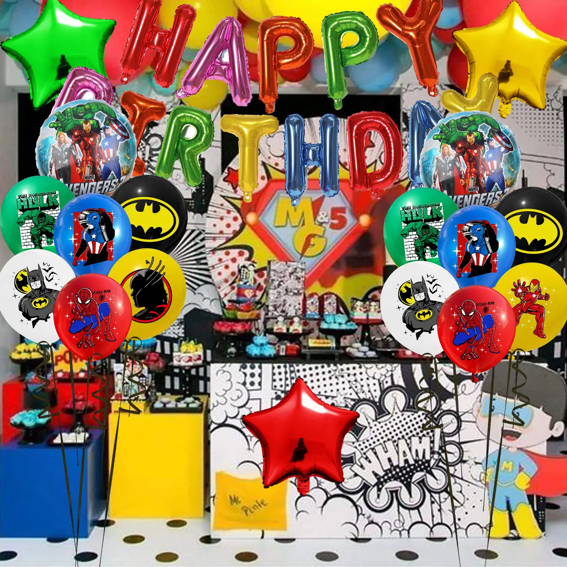18pc 12inch Superhero Theme Party Balloons The Her