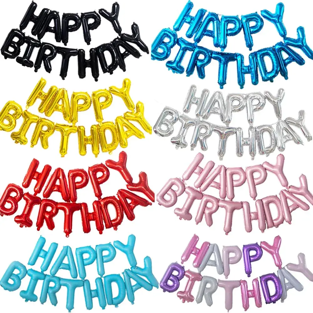 Happy Birthday Decoration Balloons Pink Blue Black