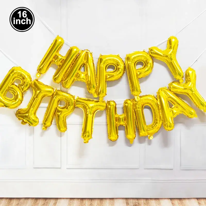 Happy Birthday Decoration Balloons Pink Blue Black