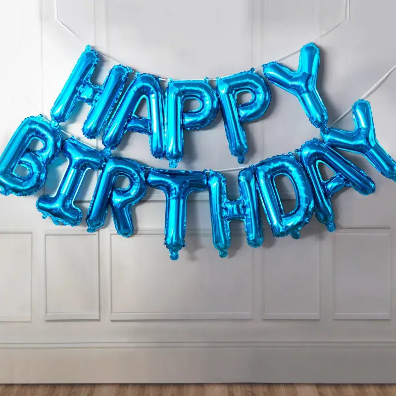 Happy Birthday Decoration Balloons Pink Blue Black