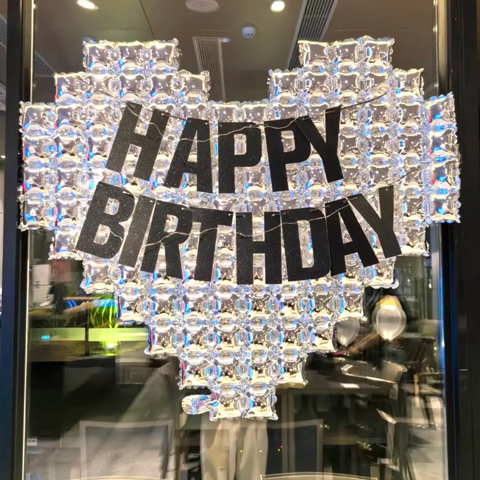 Happy Birthday Decorations: Oversized Silver Mosai