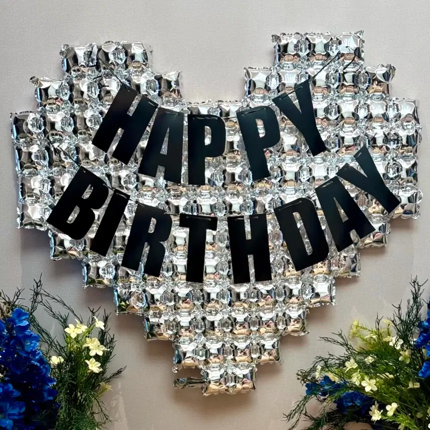 Happy Birthday Decorations: Oversized Silver Mosai
