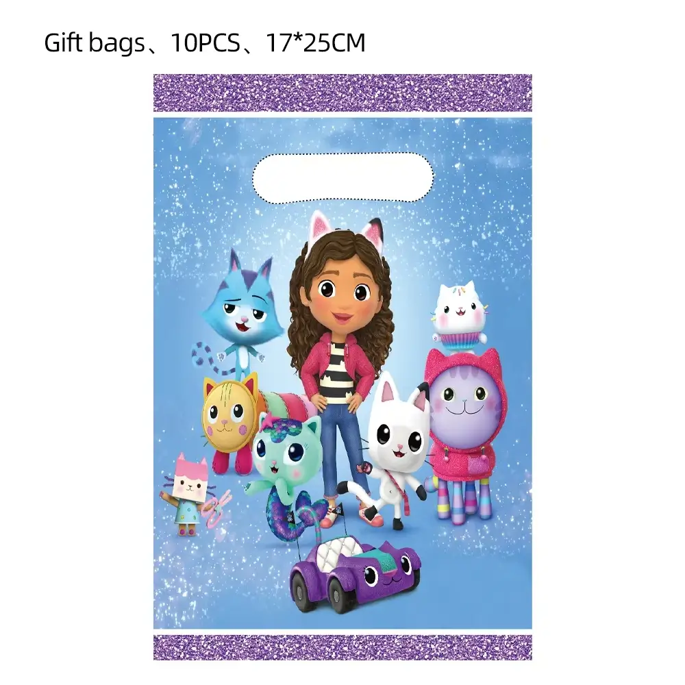10-100pcs Gabby Dollhouse Cats Candy Gift Bags Loo