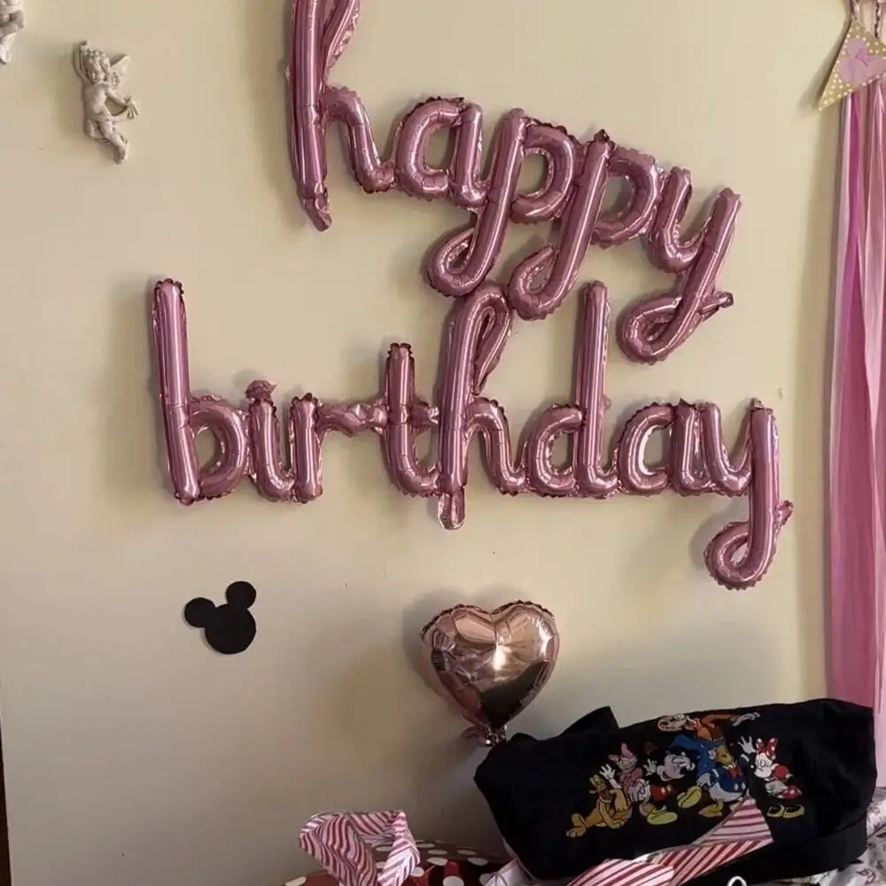 2pcs/Pack Black Pink Happy Birthday Balloons Alumi