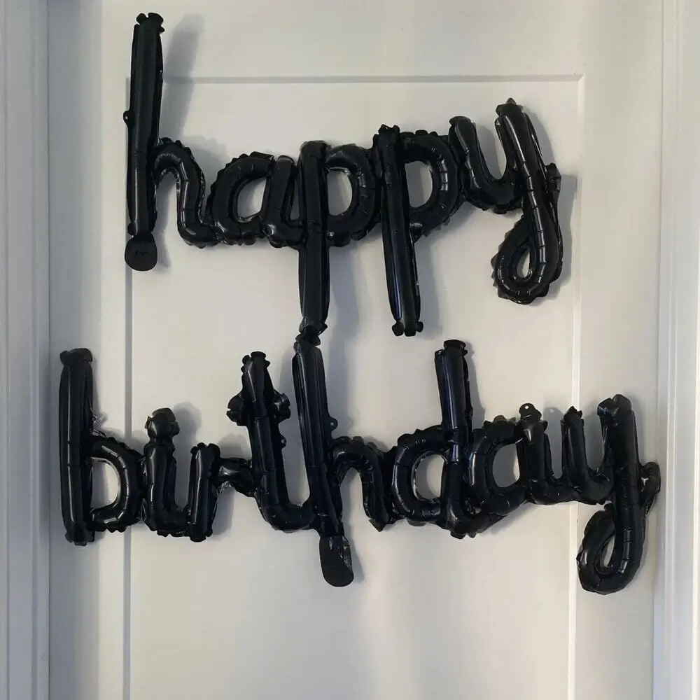 2pcs/Pack Black Pink Happy Birthday Balloons Alumi