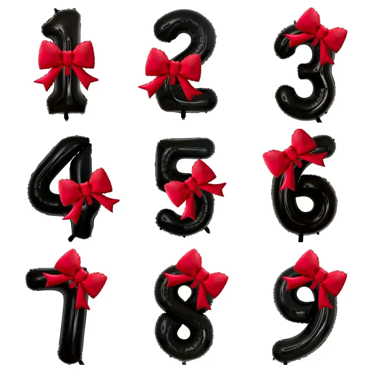 40inch black digital balloon set with red bow alum