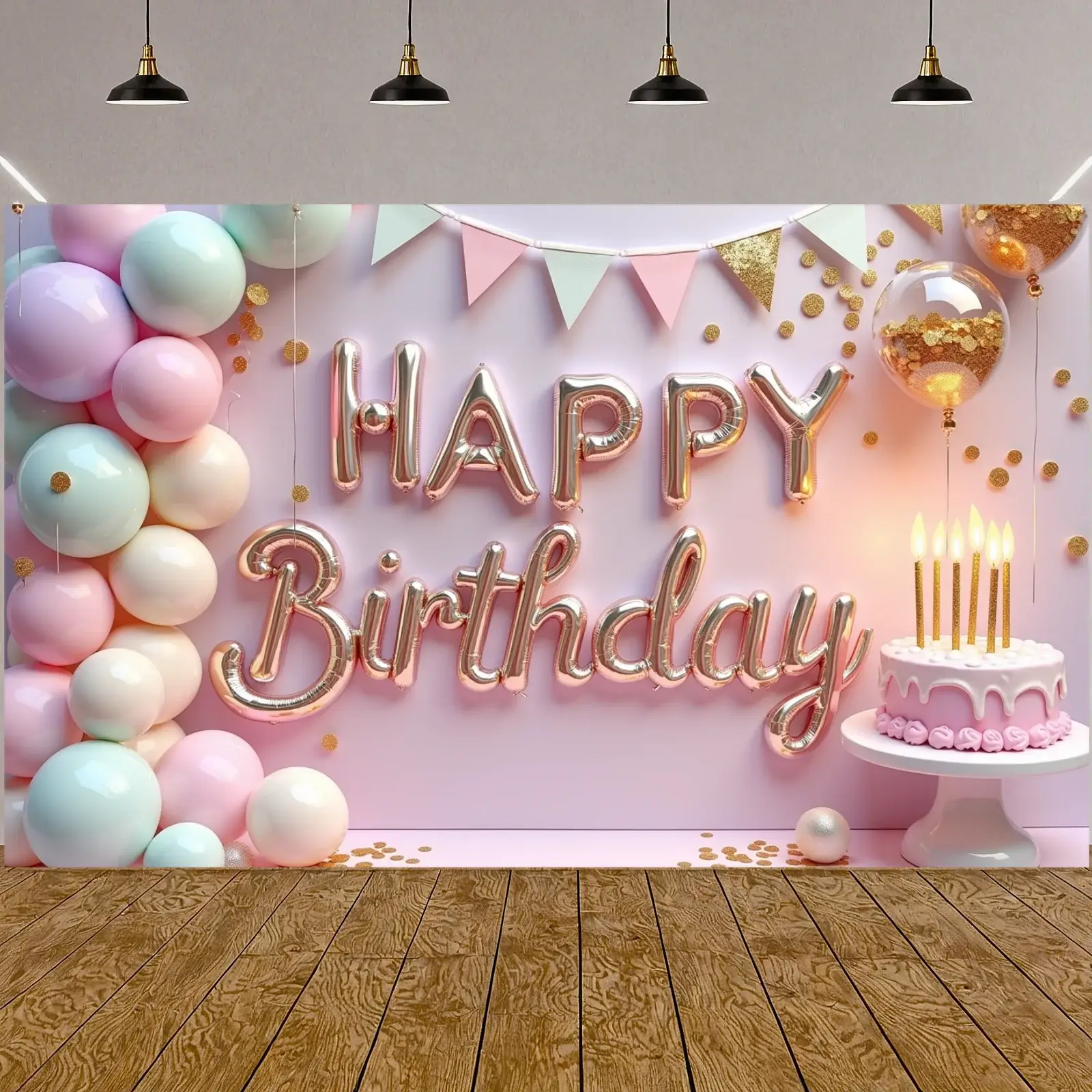Happy Birthday Banner - Luxurious Pink Colorful Ba