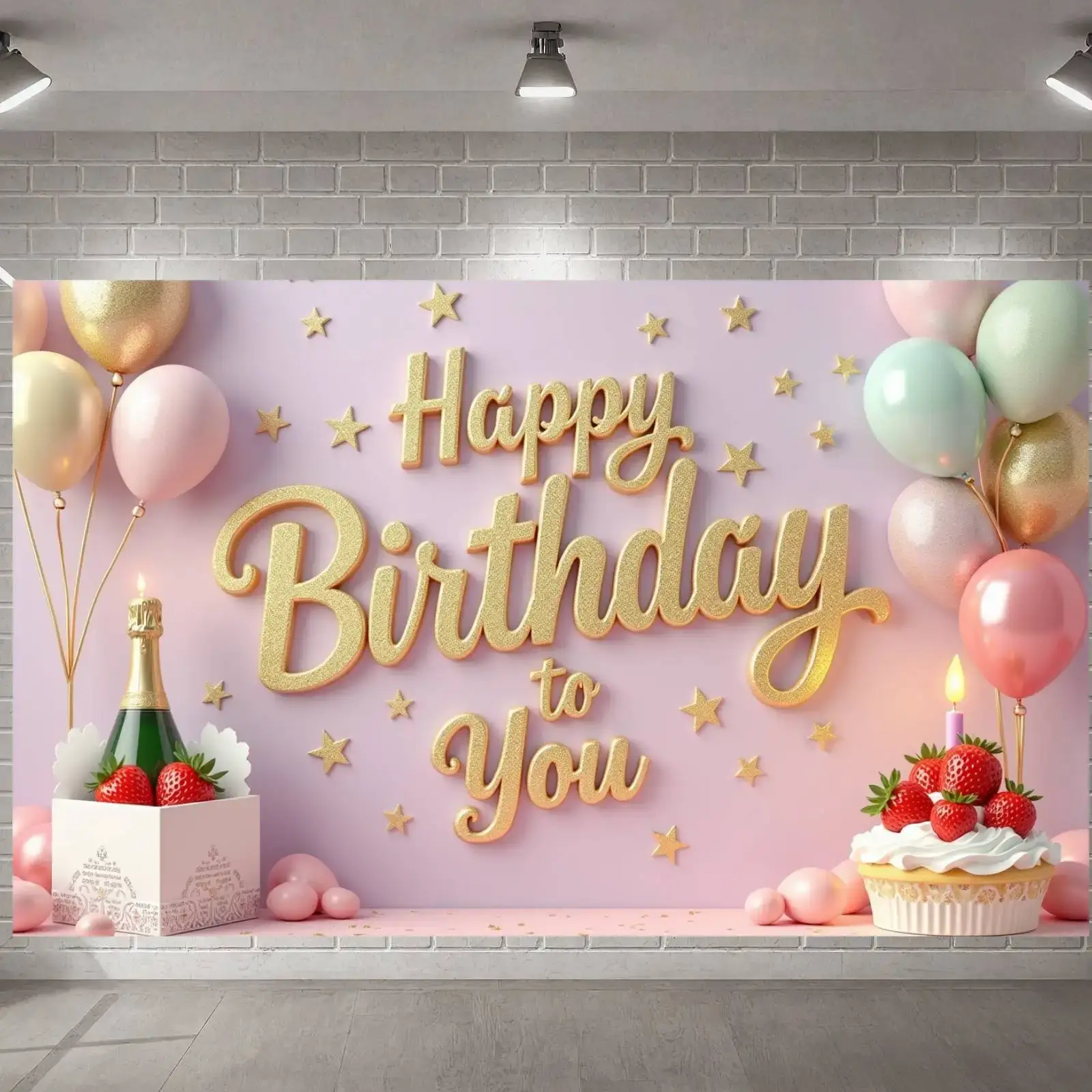 Happy Birthday Banner - Luxurious Pink Colorful Ba